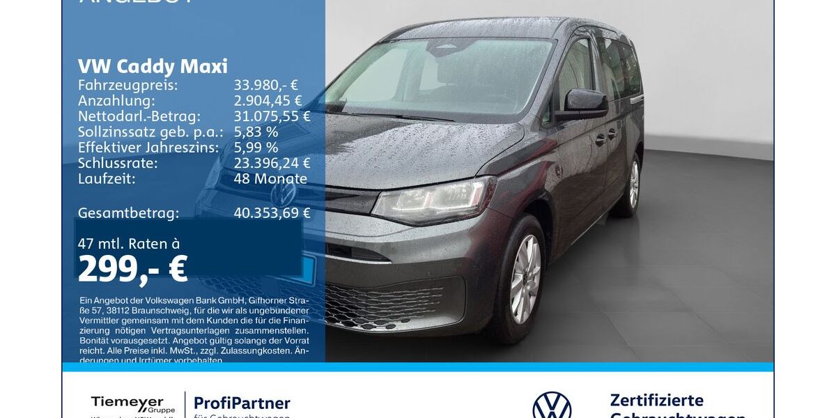 VW Caddy Maxi 1.696 km 33.980 &euro; Recklinghausen 45663